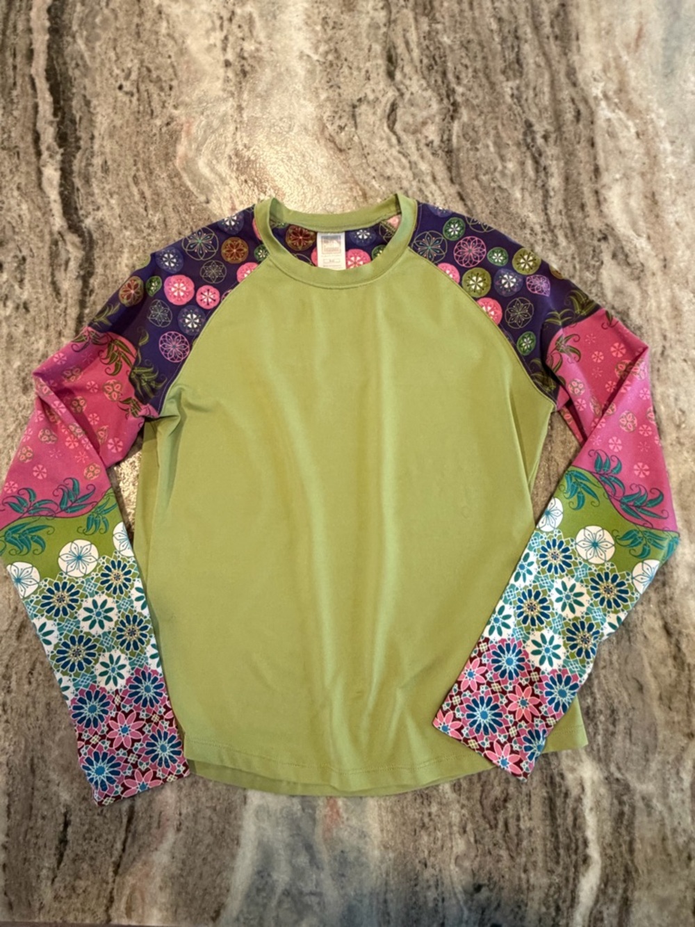 The North Face Shirt Womens M Green w Multicolor Floral VaporWick Base Layer